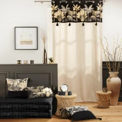 COTON d'intu017drieur Coussin rectangulaire coton (30 x 50 cm) Karaba Noir Sale