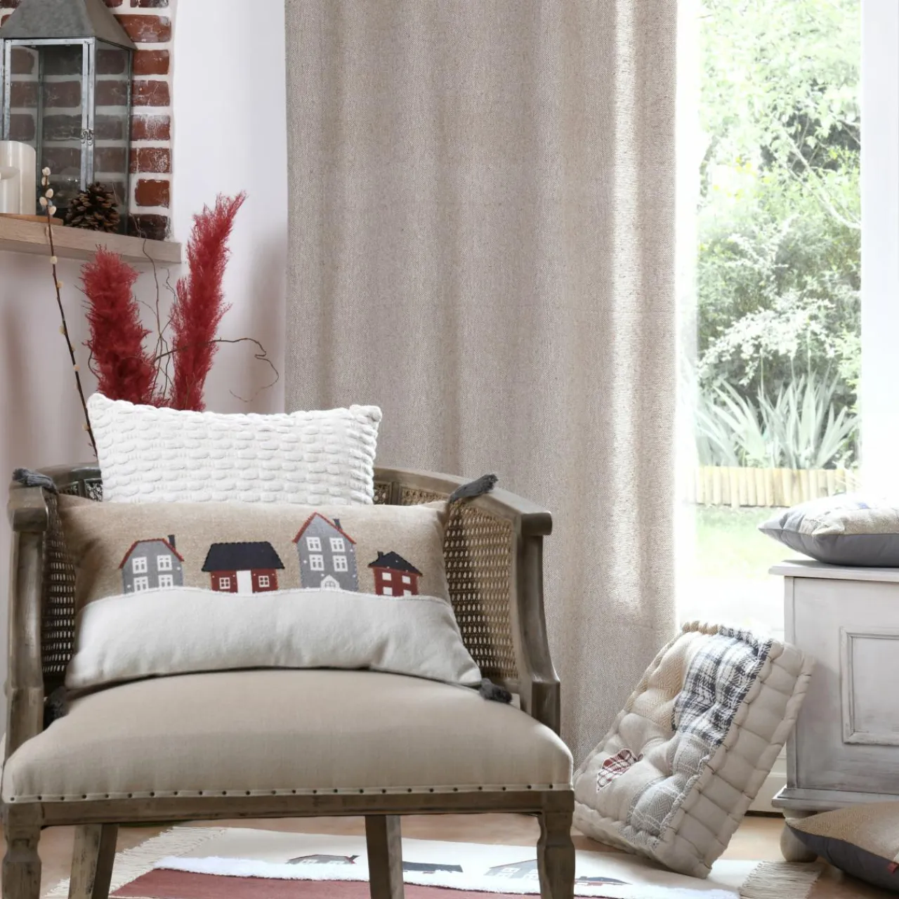 LOVELY CASA Coussin rectangulaire coton (30 x 50 cm) Cornouailles Beige Best