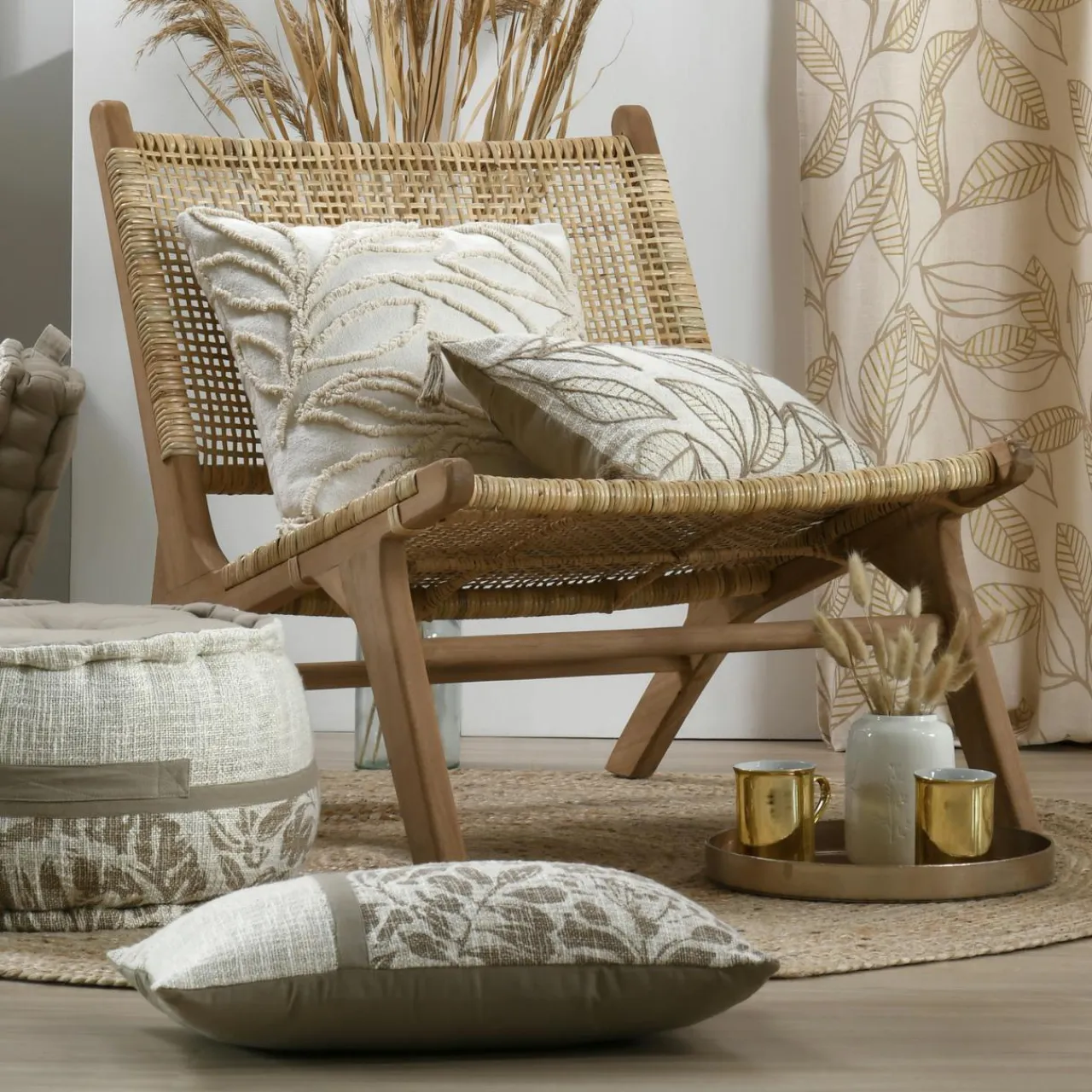 STOF Coussin rectangulaire coton (30 x 50 cm) Hemera Ecru Beige Discount