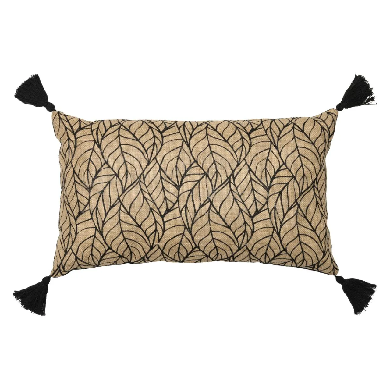 EMINZA Coussin rectangulaire coton et jute (30 x 50 cm) Nama Noir Best