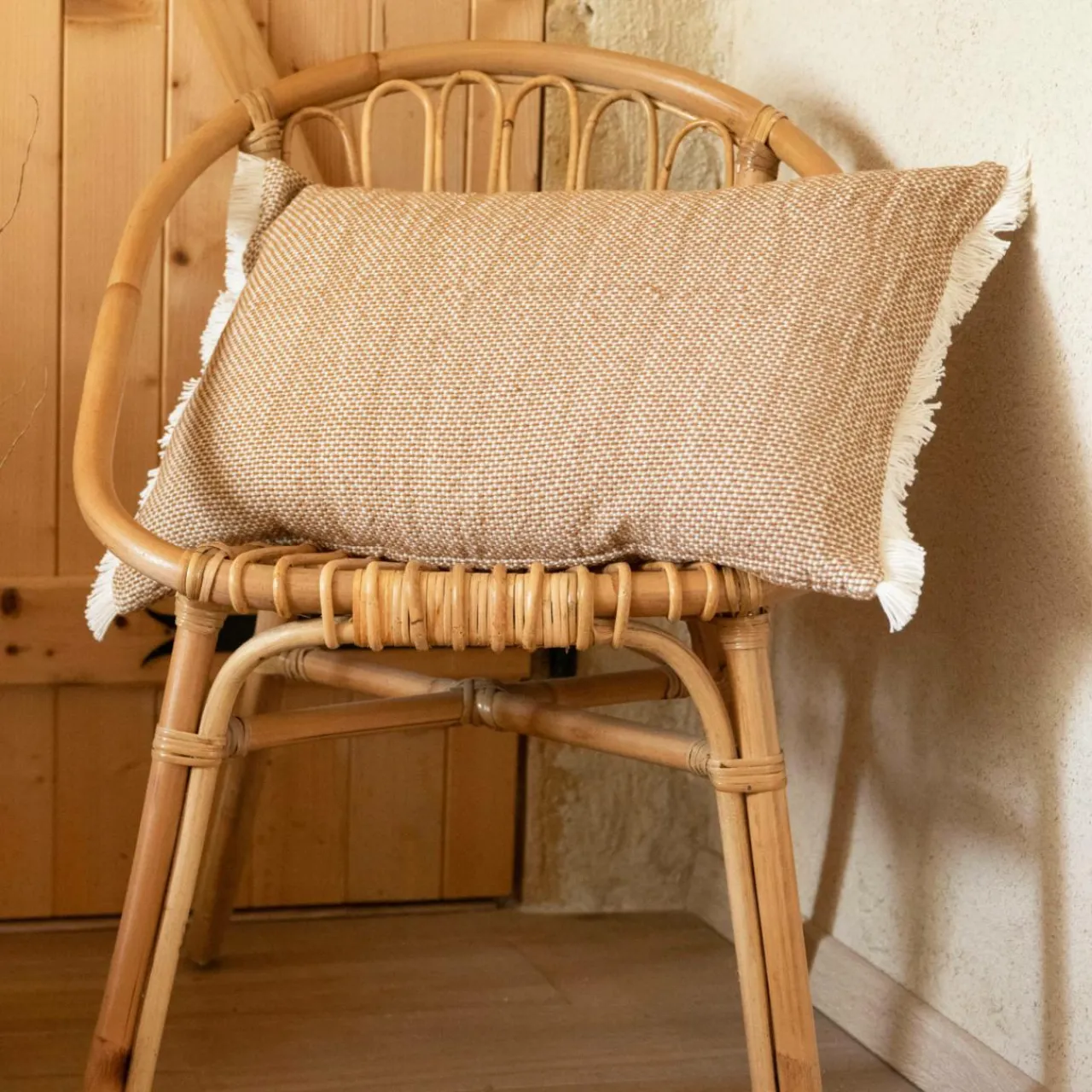 EMINZA Coussin rectangulaire coton texturé (50 x 80 cm) Jamy Marron Hot