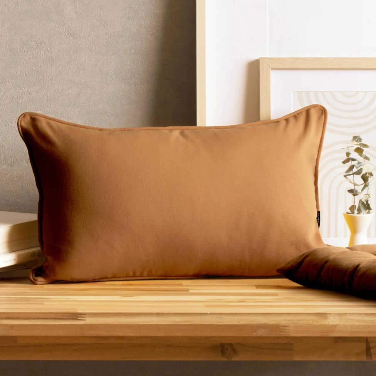 EMINZA Coussin rectangulaire coton (30 x 50 cm) Pixel Camel New