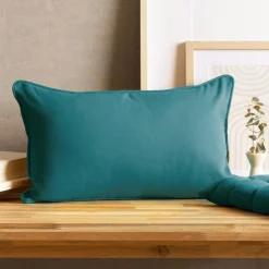EMINZA Coussin rectangulaire coton (30 x 50 cm) Pixel Bleu canard Discount