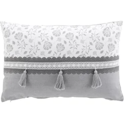 douceur d'intu017drieur Coussin rectangulaire coton (40 x 60 cm) Flavie Gris Sale