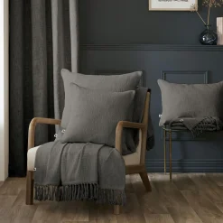 L'EFFET PAPILLON Coussin rectangulaire coton (40 x 60 cm) Sixtine Gris ardoise Gris foncé Hot