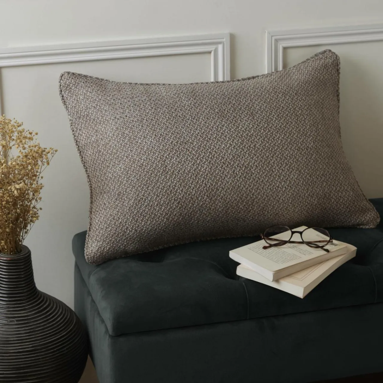 EMINZA Coussin rectangulaire effet chiné (40 x 60 cm) James galet Gris Online