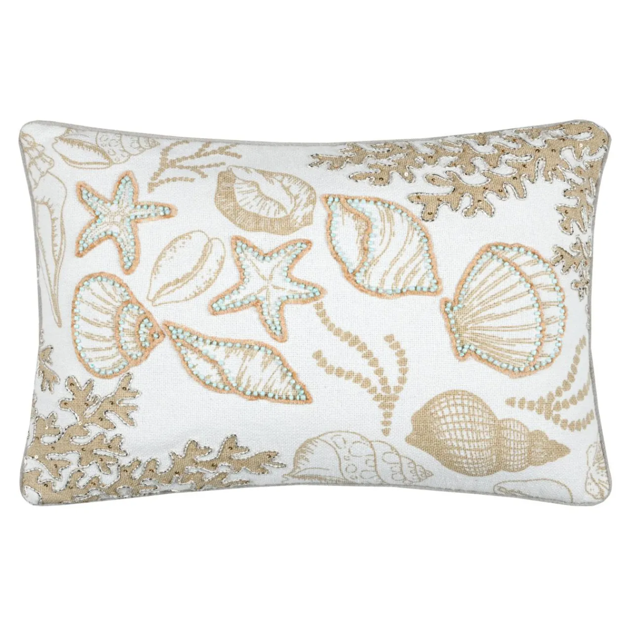 STOF Coussin rectangulaire en coton (35 x 50 cm) Barbade Blanc