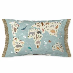 L'EFFET PAPILLON Coussin rectangulaire enfant (30 x 50 cm) Map Bleu Hot