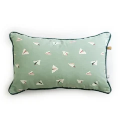 L'EFFET PAPILLON Coussin rectangulaire enfant coton (30 x 50 cm) Petits papiers e Bleu Discount