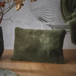 EMINZA Coussin rectangulaire fausse fourrure (40 x 60 cm) Finn Vert kaki Online
