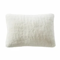 EMINZA Coussin rectangulaire fausse fourrure (40 x 60 cm) Finn Blanc