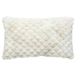 Atmosphera, cru017dateur d'intu017drieur Coussin rectangulaire fausse fourrure (38 x 58 cm) Adriel Beige Hot