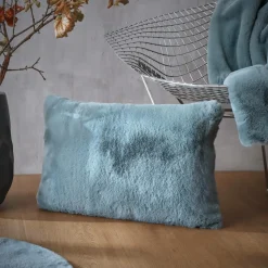 EMINZA Coussin rectangulaire fausse fourrure (40 x 60 cm) Finn Bleu Clearance