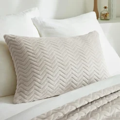 EMINZA Coussin rectangulaire flanelle (40 x 60 cm) Zag Ecru