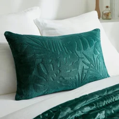 EMINZA Coussin rectangulaire flanelle (40 x 60 cm) Flore Vert
