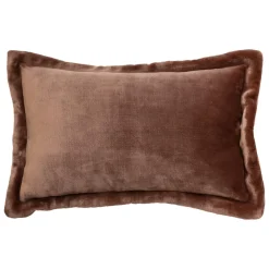 Atmosphera, cru017dateur d'intu017drieur Coussin rectangulaire flanelle (38 x 58 cm) Cuddly Marron Discount