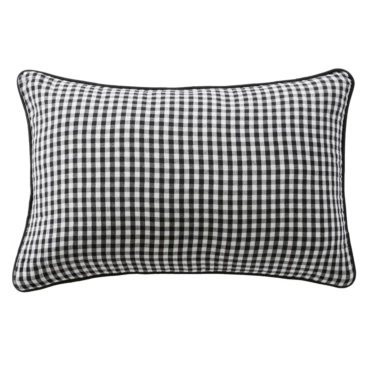 EMINZA Coussin rectangulaire gaze de coton (40 x 60 cm) Gaïa vichy Noir