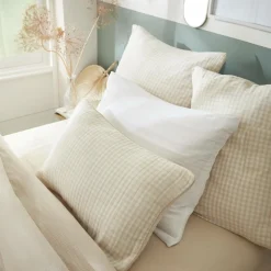 EMINZA Coussin rectangulaire gaze de coton (40 x 60 cm) Gaïa vichy Beige Best