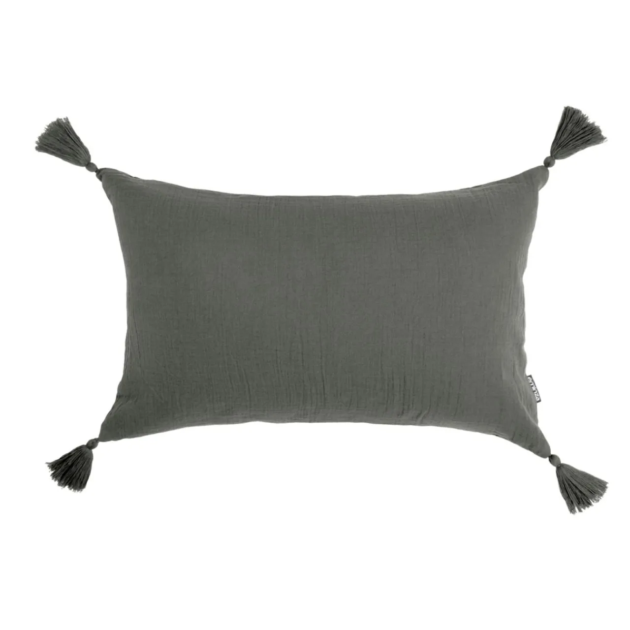 EMINZA Coussin rectangulaire gaze de coton (40 x 60 cm) Gaïa Gris granit Gris foncé Outlet