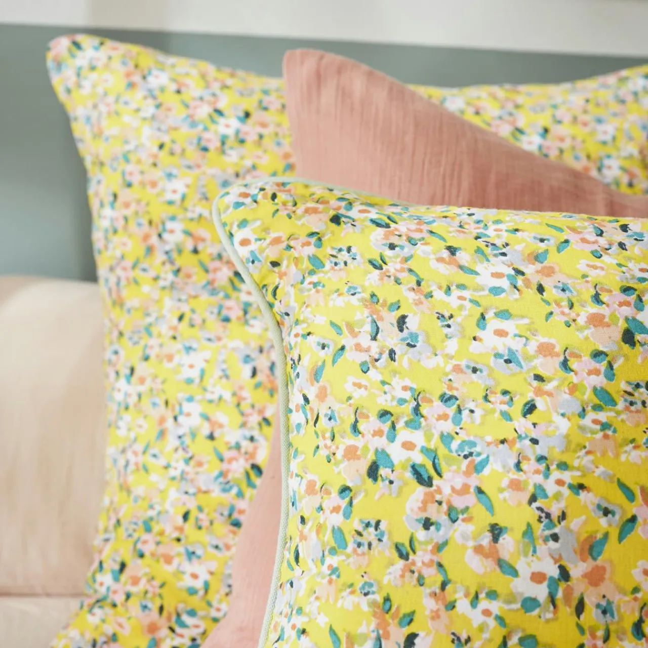 EMINZA Coussin rectangulaire gaze de coton (40 x 60 cm) Abigaël Jaune Online