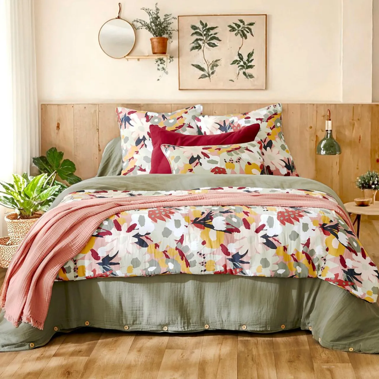 EMINZA Coussin rectangulaire gaze de coton (40 x 60 cm) Azel Multicolore New