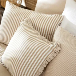 EMINZA Coussin rectangulaire gaze de coton (40 x 60 cm) Gaïa rayures Ficelle Rayure Ficelle Discount