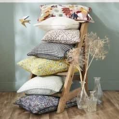 EMINZA Coussin rectangulaire gaze de coton (40 x 60 cm) Gaïa vichy Vert Eucalyptus