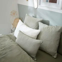 EMINZA Coussin rectangulaire gaze de coton (40 x 60 cm) Gaïa vichy Vert romarin Outlet
