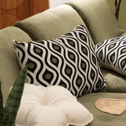 Atmosphera, cru017dateur d'intu017drieur Coussin rectangulaire polycoton (35 x 58 cm) Twist Noir Sale