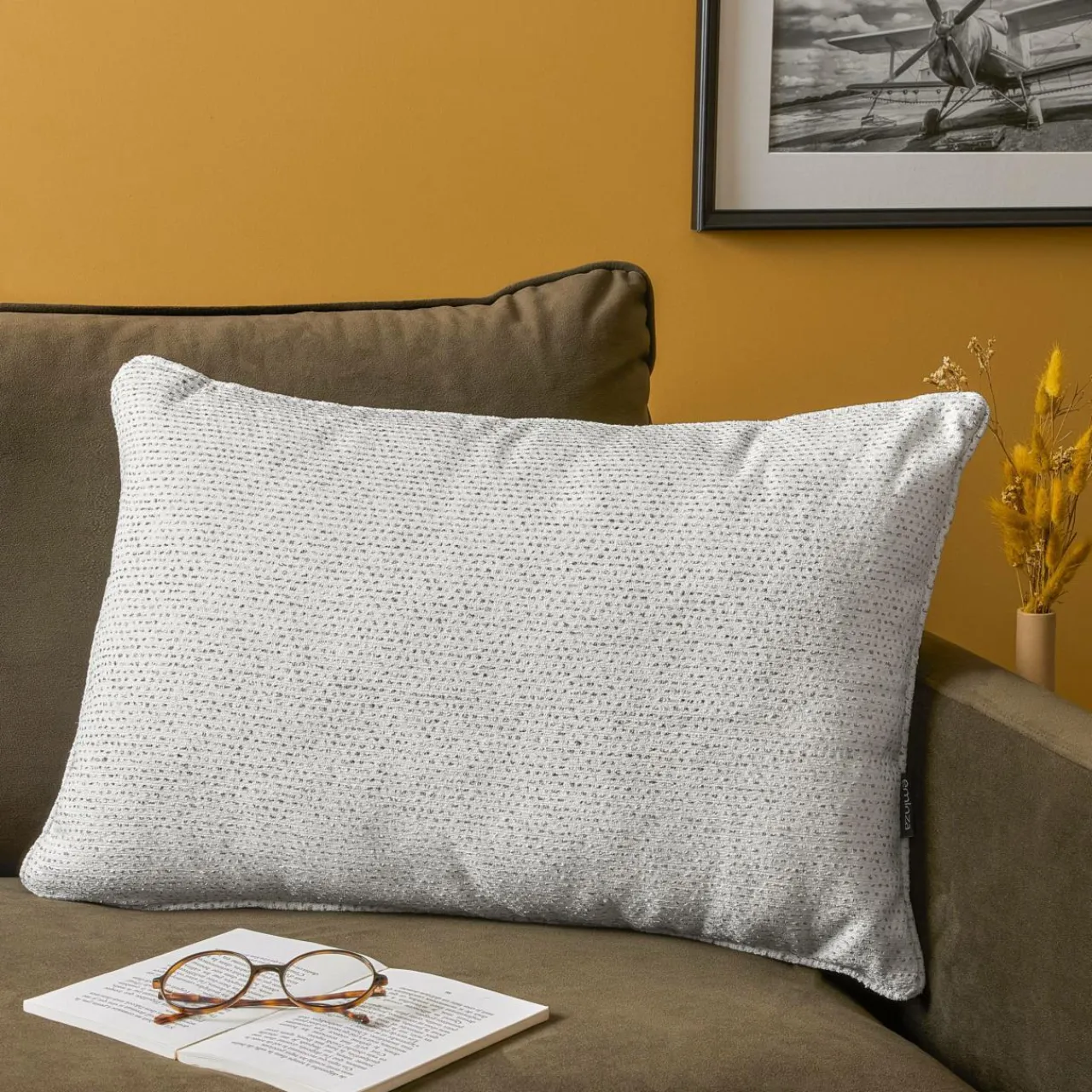 EMINZA Coussin rectangulaire tissé (40 x 60 cm) Oscar perle Gris Hot