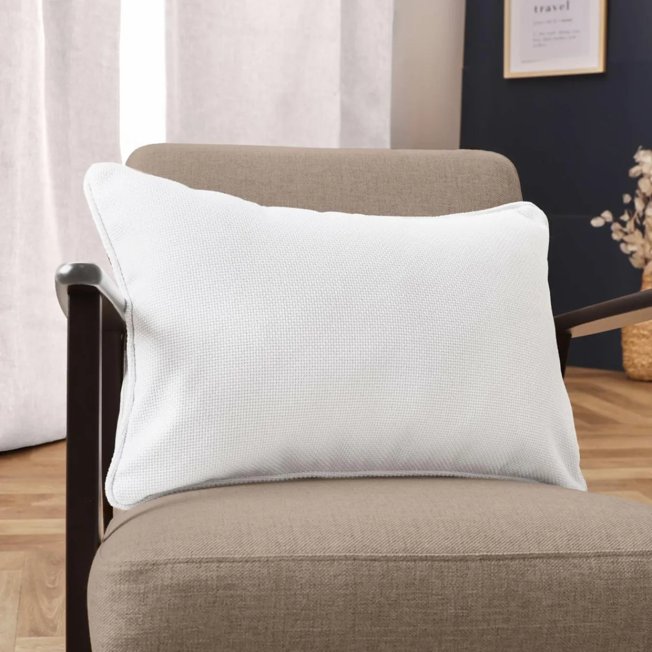 EMINZA Coussin rectangulaire tissé (40 x 60 cm) Alba perle Blanc Clearance