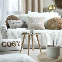 STOF Coussin rond bouclette (40 cm) Cosylife Taupe Clearance