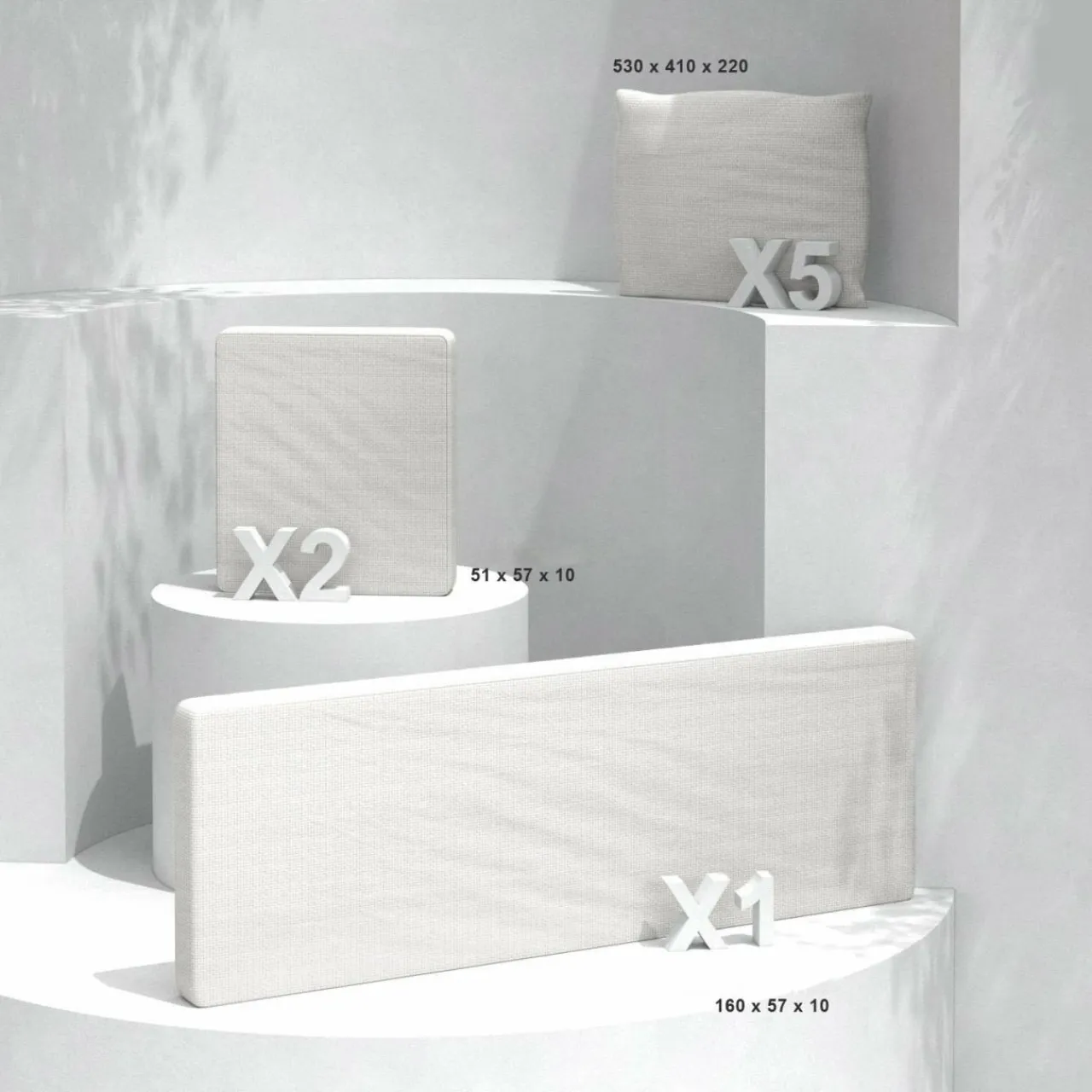 MOBELLIA Coussins de remplacement pour salon de jardin Calvi 5 places Blanc New