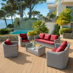 MOBELLIA Coussins de remplacement pour salon de jardin Calvi 7 places Rouge Best