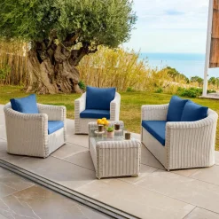 MOBELLIA Coussins de remplacement pour salon de jardin Calvi 4 places Bleu Hot