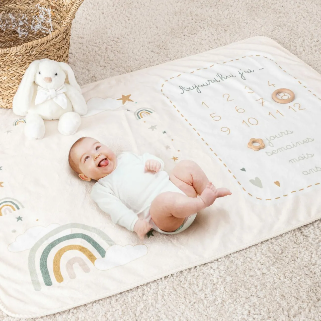 Atmosphera, cru017dateur d'intu017drieur Couverture étape bébé (120 x 80 cm) Arc en ciel Multicolore Best