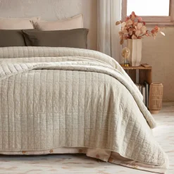 EMINZA Couvre-lit coton matelassé (220 x 240 cm) Lena sable Beige Clearance