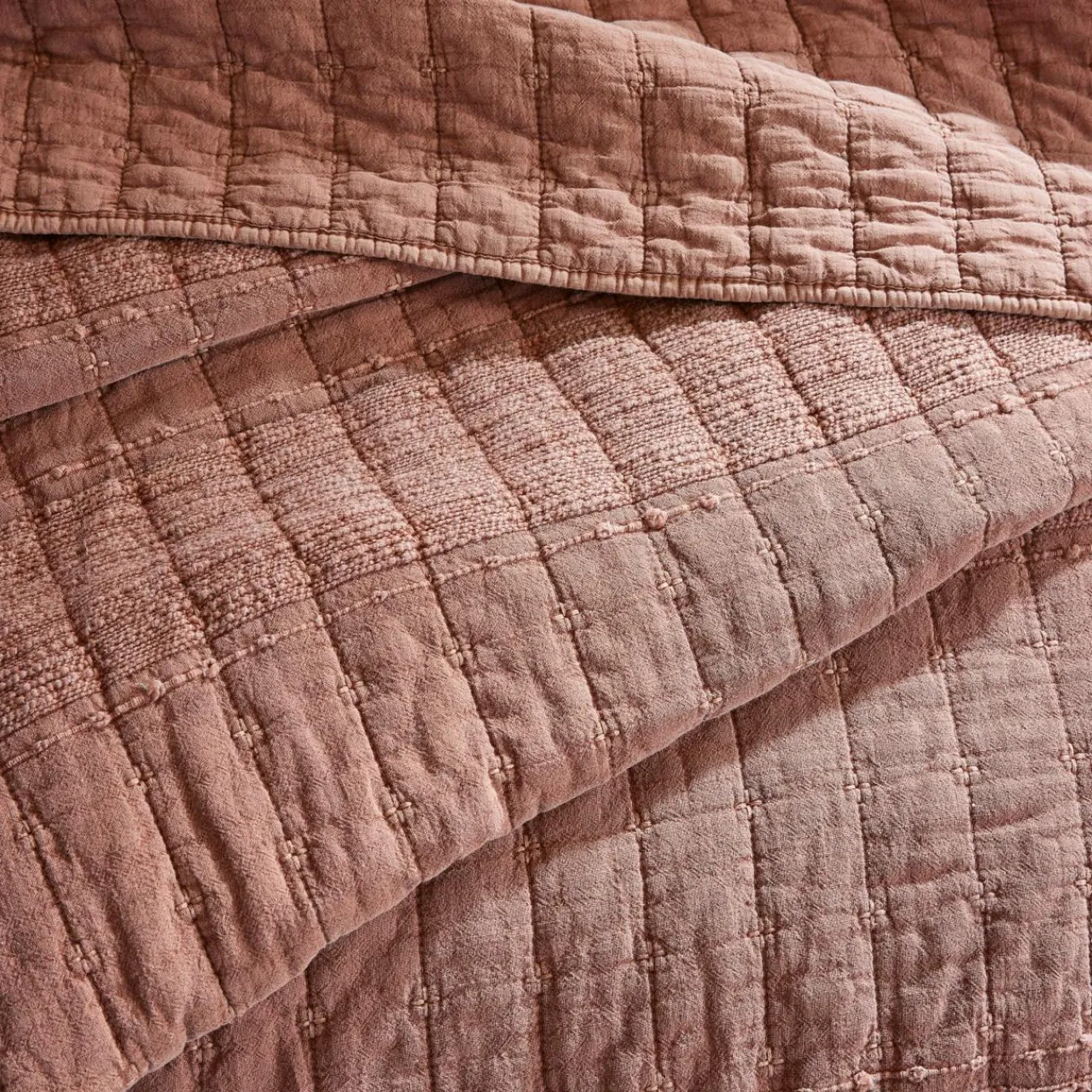 EMINZA Couvre-lit coton matelassé (220 x 240 cm) Lena Terracotta Hot