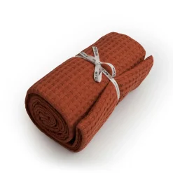 EMINZA Couvre-lit coton nid d'abeille (180 x 220 cm) Maya Terracotta Sale