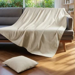 EMINZA Couvre-lit coton tissé (180 x 220 cm) Léa pampa Beige Best