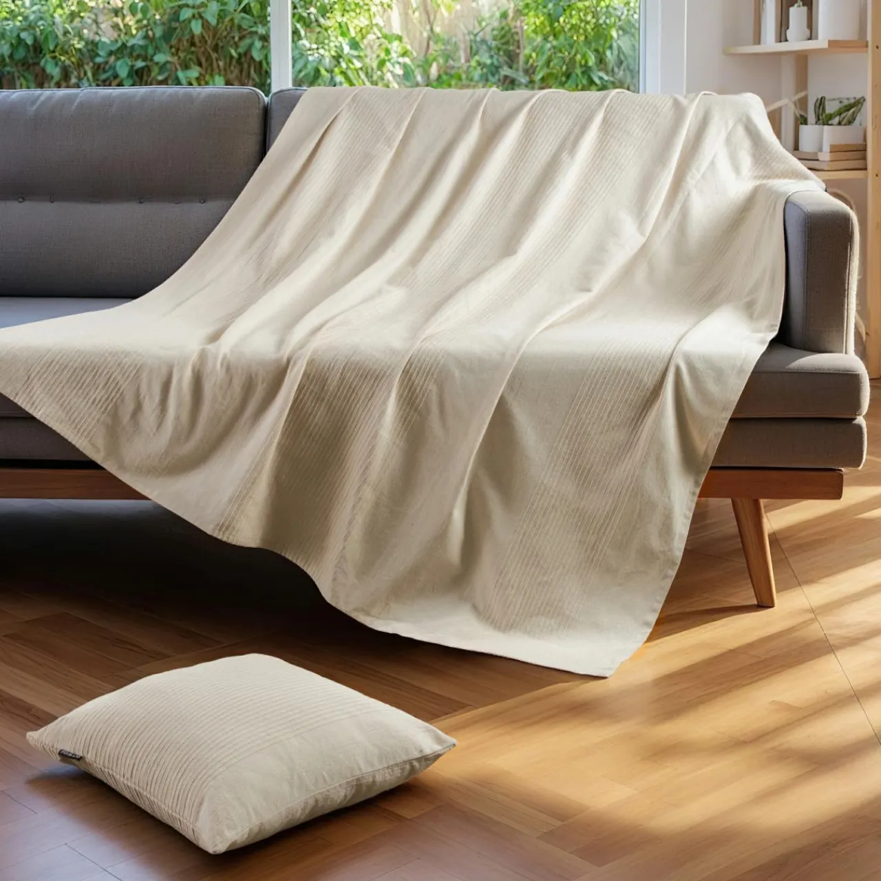 EMINZA Couvre-lit coton tissé (180 x 220 cm) Léa pampa Beige Best