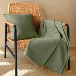 EMINZA Couvre-lit coton tissé (220 x 250 cm) Léa Vert romarin Outlet
