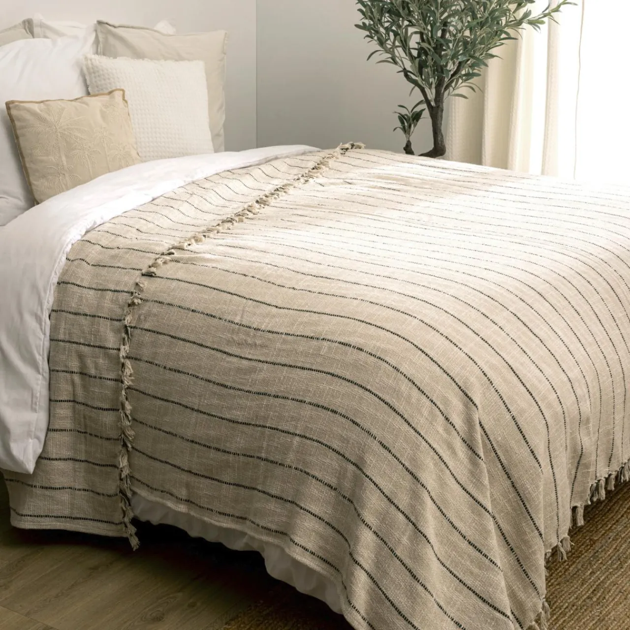 ATMOSPHERA Couvre-lit coton (260 x 240 cm) Luisa Beige Clearance