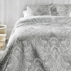 ATMOSPHERA Couvre-lit et taies d'oreiller (240 x 260 cm) Marie Gris clair Sale