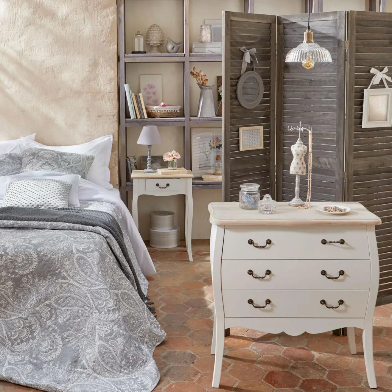 ATMOSPHERA Couvre-lit et taies d'oreiller (240 x 260 cm) Marie Gris clair Sale