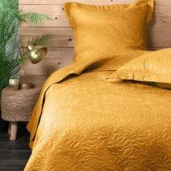 LOVELY CASA Couvre-lit et taies d'oreiller (260 x 240 cm) Cassandre curry Jaune