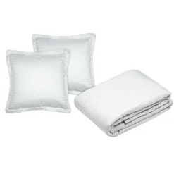 STOF Couvre-lit matelassé avec deux taies d'oreiller (260 x 240 cm) Cléo Blanc