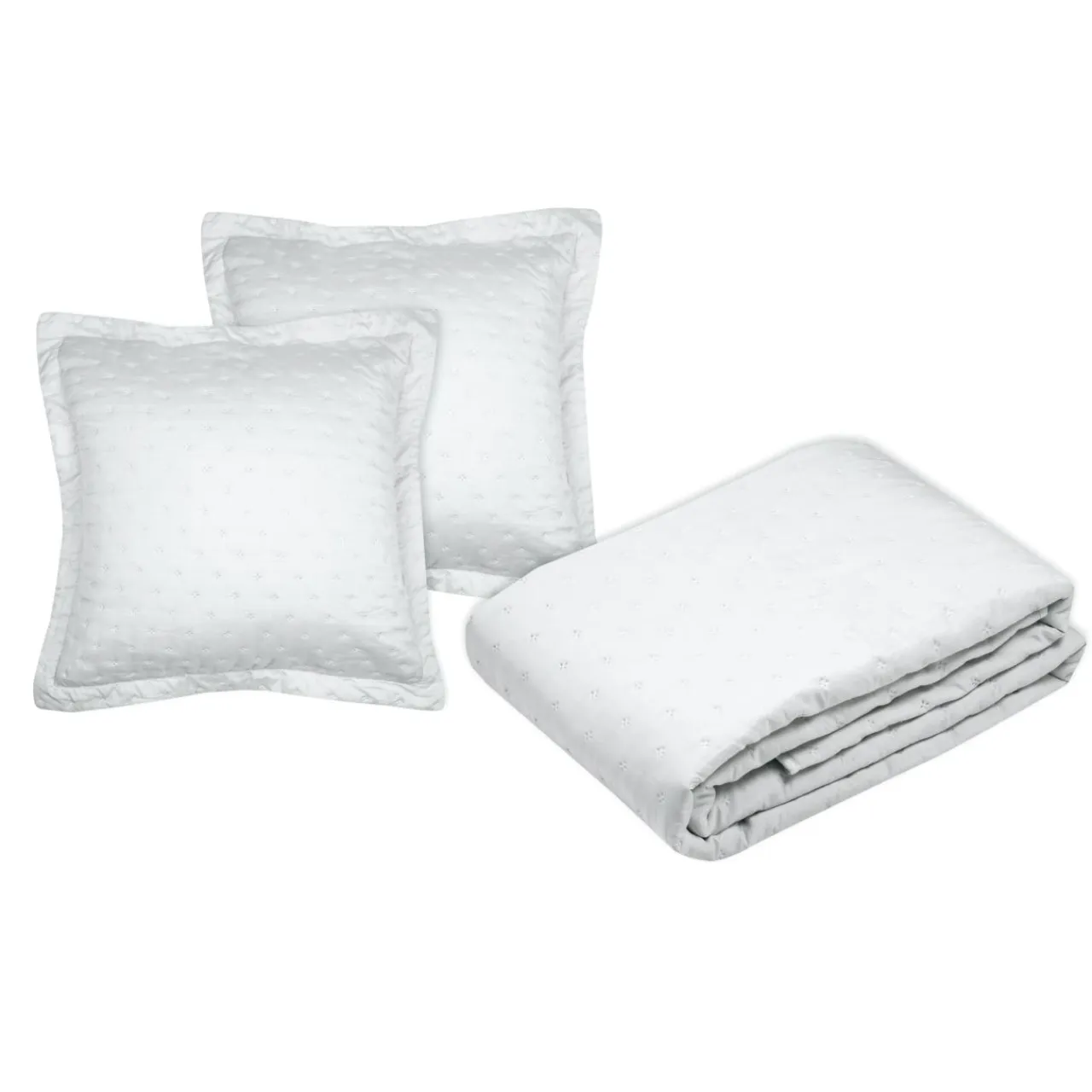 STOF Couvre-lit matelassé avec deux taies d'oreiller (260 x 240 cm) Cléo Blanc