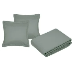 STOF Couvre-lit matelassé et deux taies d'oreiller (260 x 240 cm) Cléo Vert sauge Online