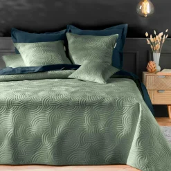 douceur d'intu017drieur Couvre-lit matelassé et deux taies d'oreiller (220 x 240 cm) Solange cédre Vert Best